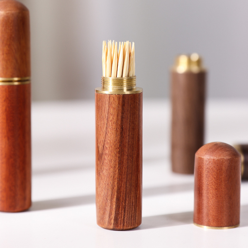 Wooden Toothpick Holders Sandalwood Craft Light and Portable Toothpick Cone Mahogany Small Ornaments Tooth Pick Holder