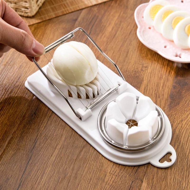 Stainless Steel Double Chamber Wire Boiled Egg Slicer Strawberry Mushroom Cutter Chopper