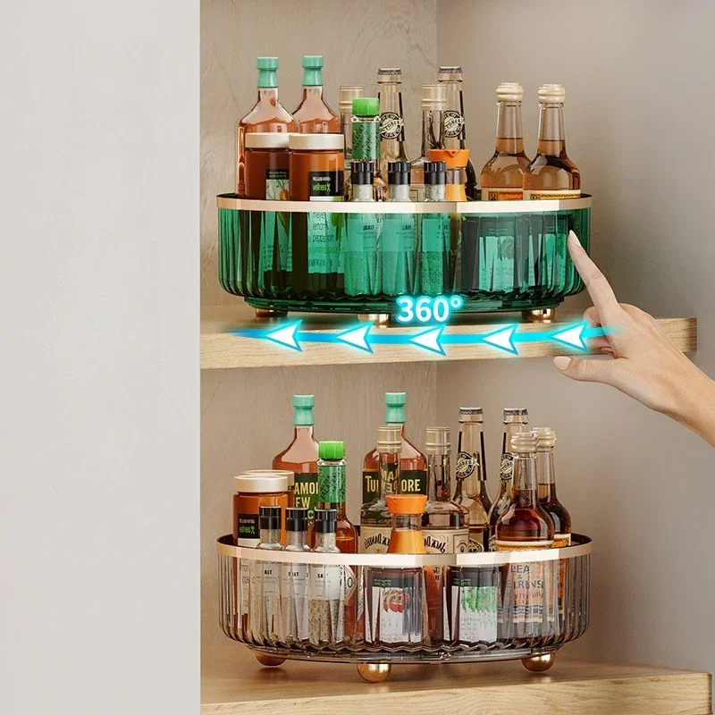 Roterend dienblad Kruidenrek Pantrykast Draaitafel met basis Opbergbak Keukenorganizer voor kruiden Cosmetische opbergdoos