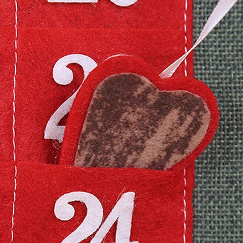Juleadventskalender med lommer vegghengende nissefilt adventskalender 24 dager nedtelling julekalender for hjemmeinnredning