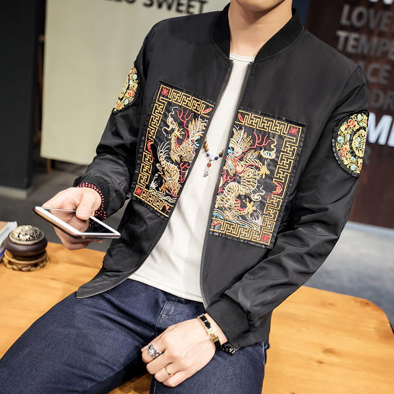 Veste ample avec broderie pour homme, manteau style chinois, grande taille 5xl, printemps-automne