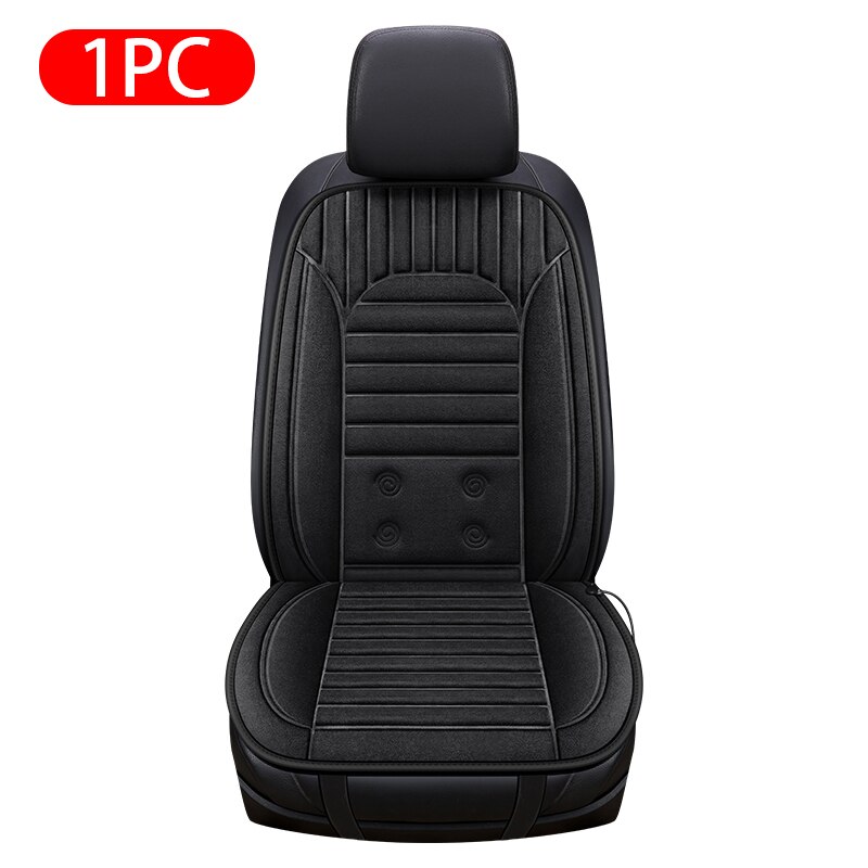 Housse de siège de voiture chauffante en peluche, 12V/24V DC, coussin de siège chauffant à 2 niveaux, siège lombaire, universel, pour véhicules 95%: Black 1pc