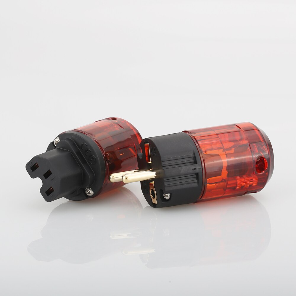 Hallo-Ende P046E + C046 Gold-Überzogene Durcheinander SCHUKO Energie Stecker EUR Energie Stecker hifi EU AC Energie stecker