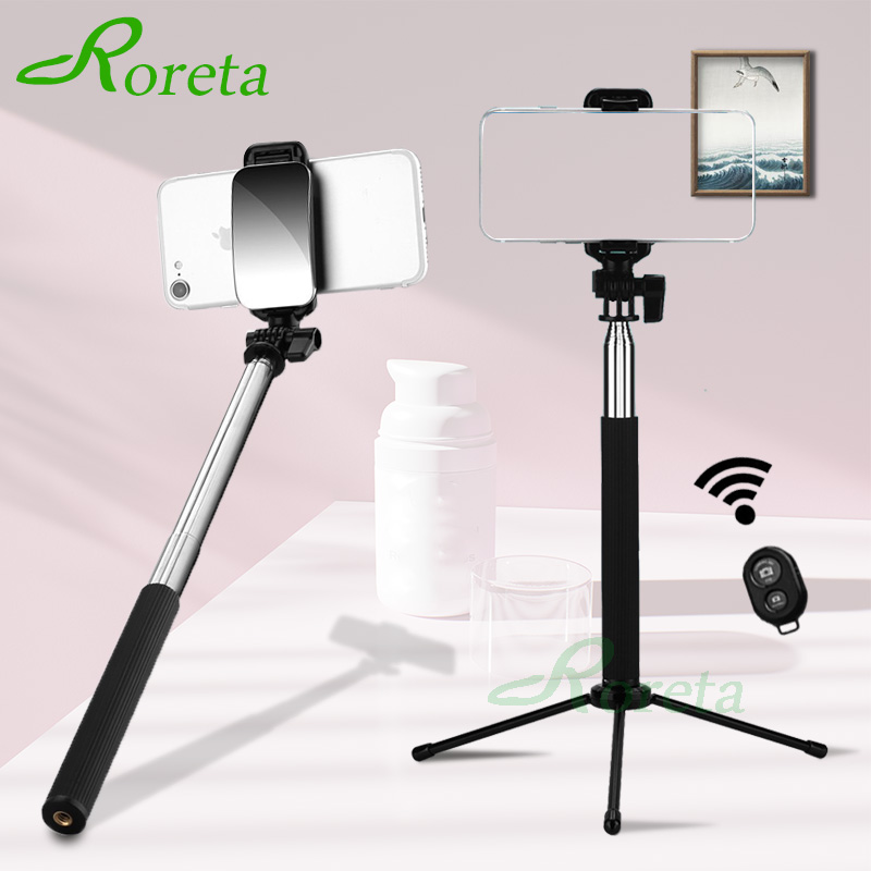 Roreta 3 In 1 Draadloze Bluetooth Selfie Stok Met Spiegel Opvouwbare Mini Statief Uitbreidbaar Monopod Met Bluetooth Afstandsbediening