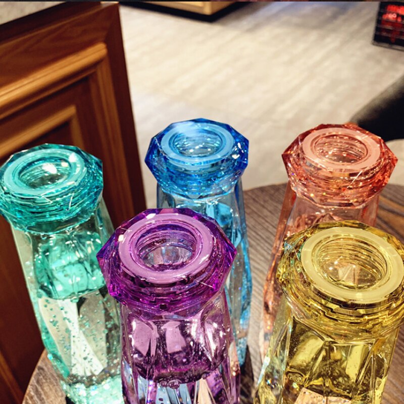 Fairy-botella de agua con diamantes de cristal para niñas, botella deportiva de cristal de 420ML, a prueba de fugas, para viajes al aire libre