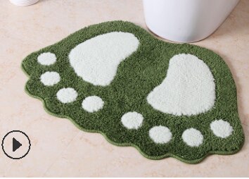 Big Feet Shaped Fiber Shaggy Fluffy Rug Hairy Non -slip Carpet Floor Mat Home Bedroom: Green