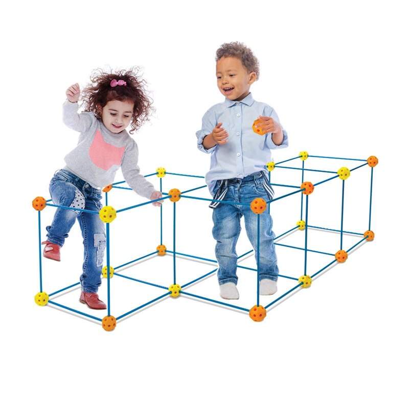 69Pcs costruzione Fort Toy fai da te gioca tenda costruzione castello Tunnel emble kit per regalo per bambini