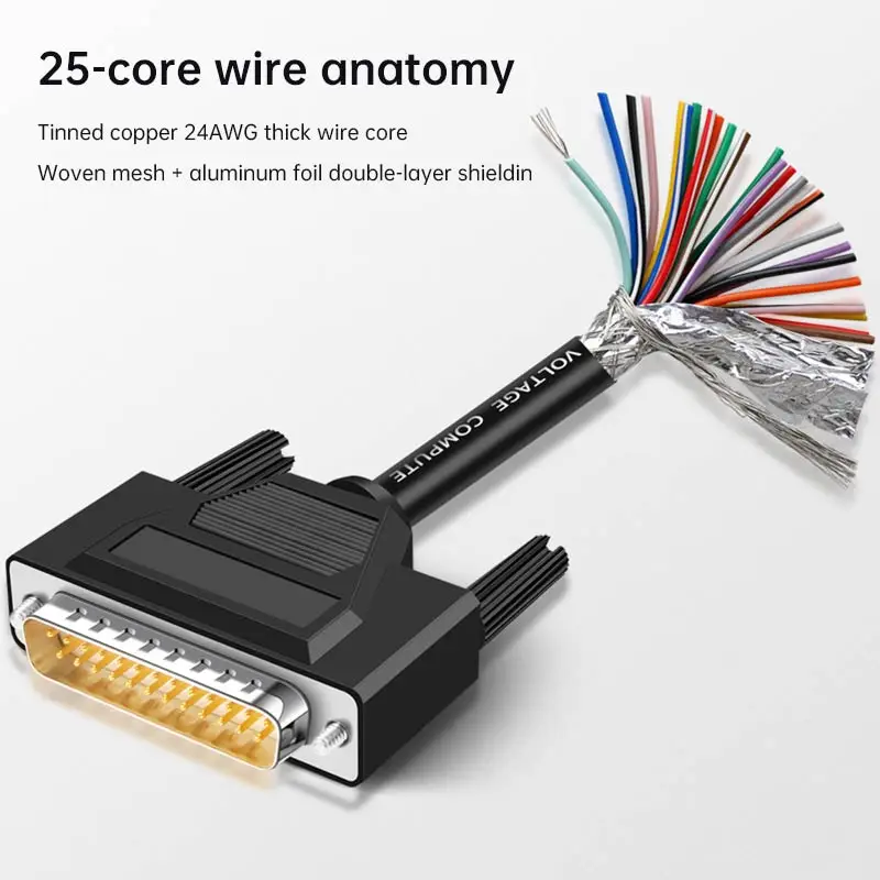 DB9 DB15 DB25 Connector Cable 24AWG 9/15/25 Pin Soldering-free Signal Line Male Female RS232 Serial Port Plug Shielded Data Wire