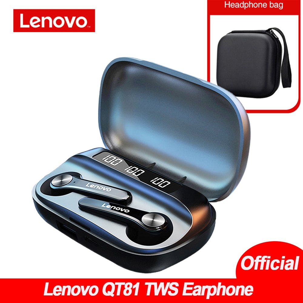 Original Lenovo QT81 TWS Wireless Earphone Bluetooth 5.0 Deep Bass Touch Control IPX4 Waterproof Noise Reduction VS Lenovo LP2