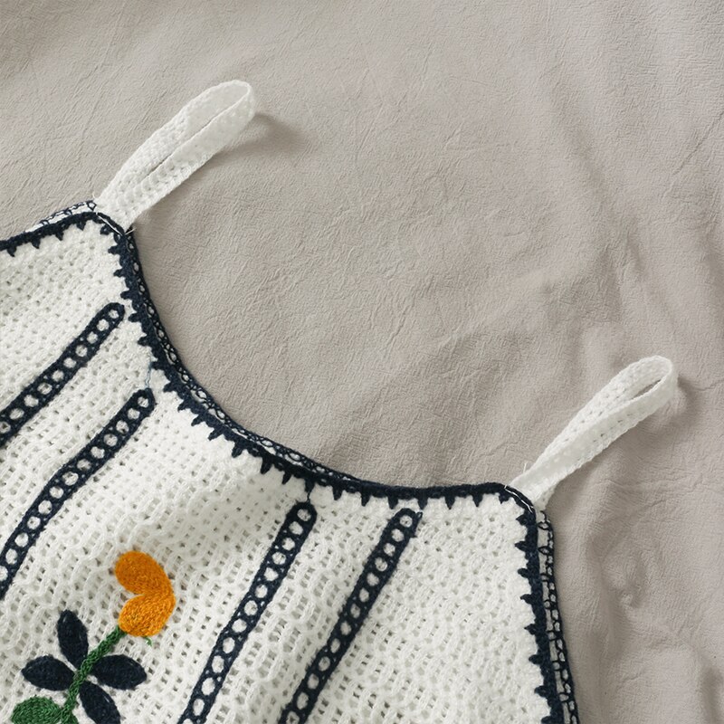 Tops cortos bordados a rayas para mujer, top de punto con hombros descubiertos, camisetas ajustadas que combinan con todo, camisola informal sin mangas a la , novedad de