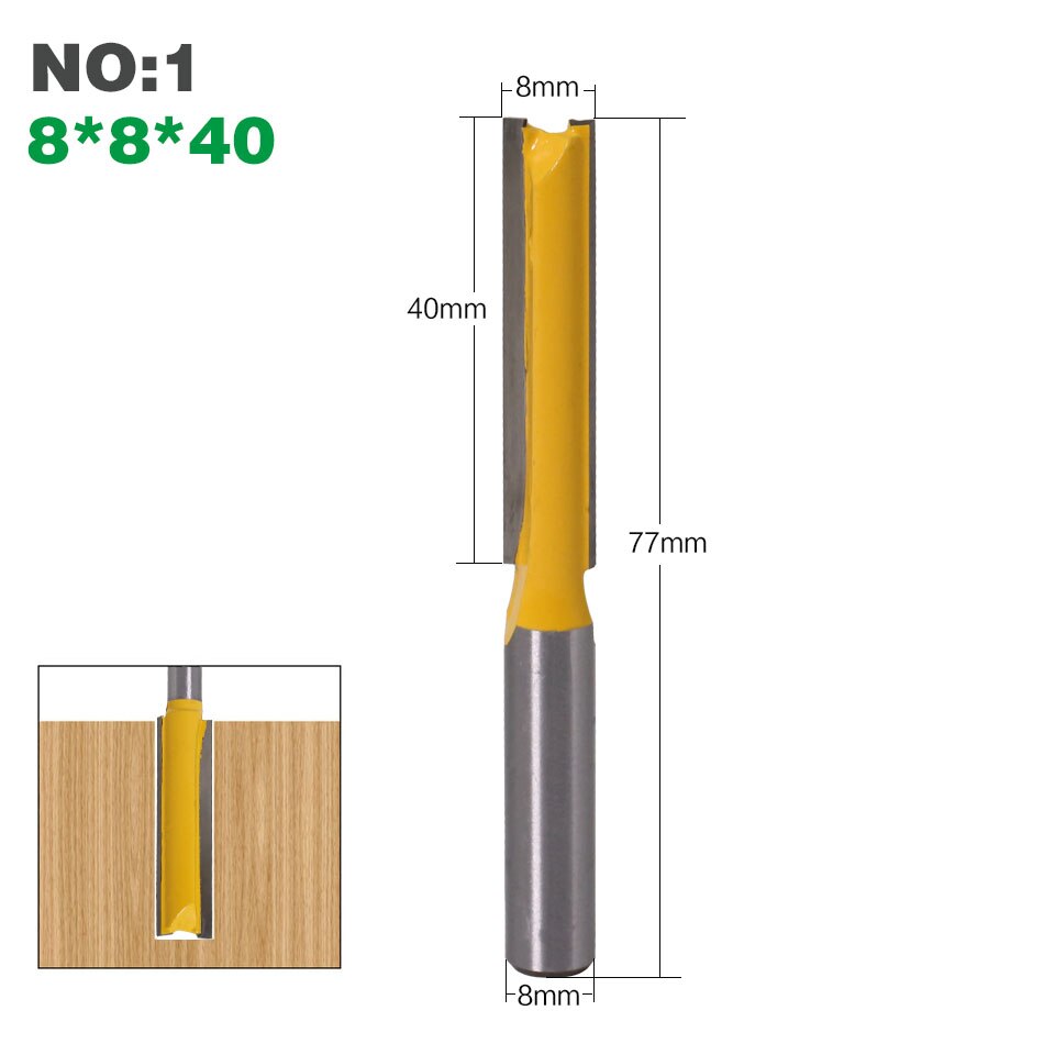 1 pc8mm Shank Extra long 3&quot; Blade 8mm&quot; Cutting Dia. Straight Router Bit Woodworking cutter Tenon Cutter for Woodworking: NO1