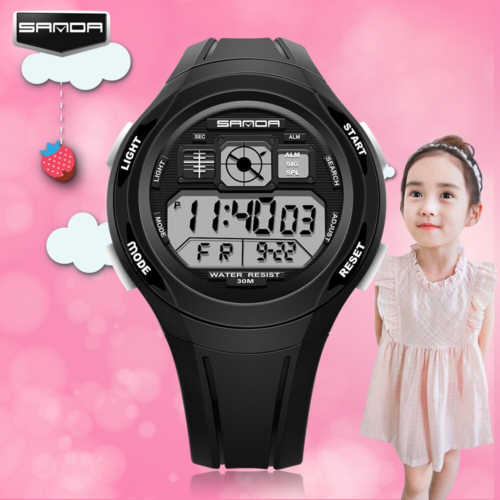 Sanda Digitale Led Horloge Kinderen Jongens Meisjes Mode Sport Cartoon Rubber Waterdichte Elektronische Horloges Reloj Relojes