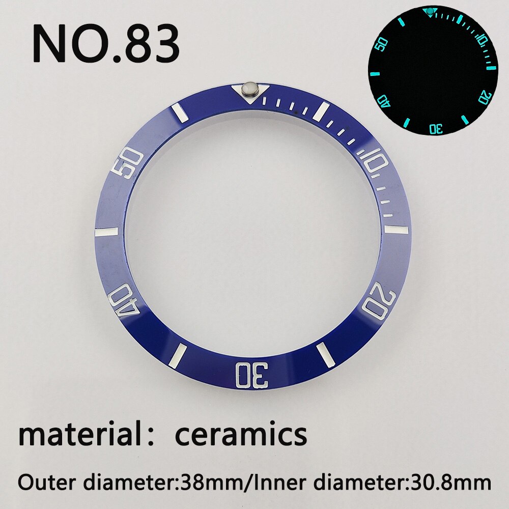38*30.8mm Sloping Super Luminous Ceramic Bezel Insert Divers Replacement of watch accessories parts: NO.83