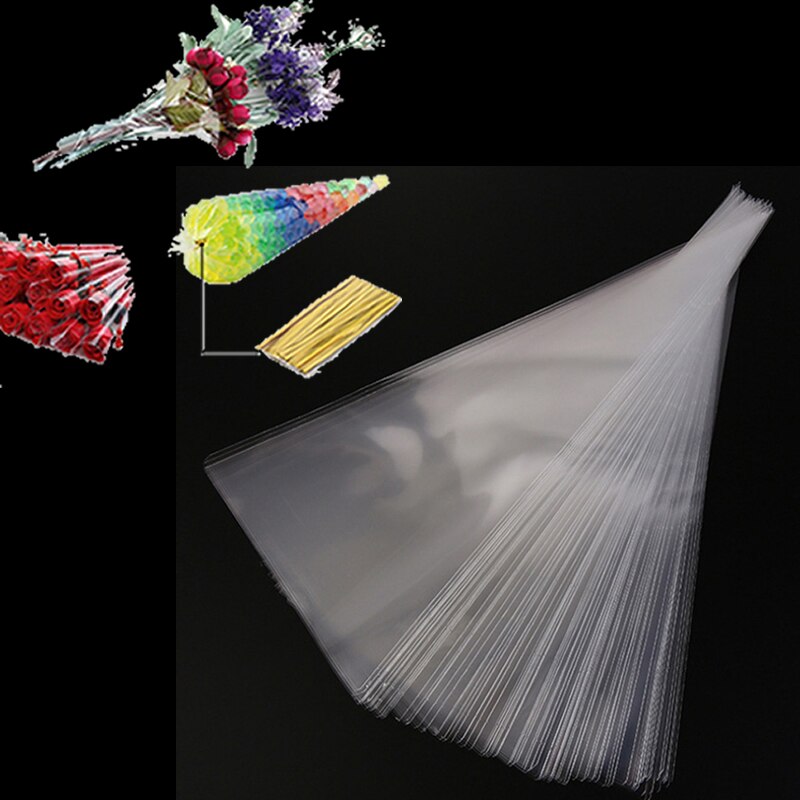 100Pcs Triangle Transparent Disposable Candy Food Bag For Wedding Birthday Party Candy Food Packaging Bag Supplies NEWEST