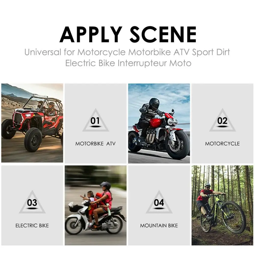 Interruttore a pulsante di svolta per moto in poi + spento Supporto per manubrio Pulsante Controllo luce da lavoro per parti fendinebbia fari 12V portato rosso