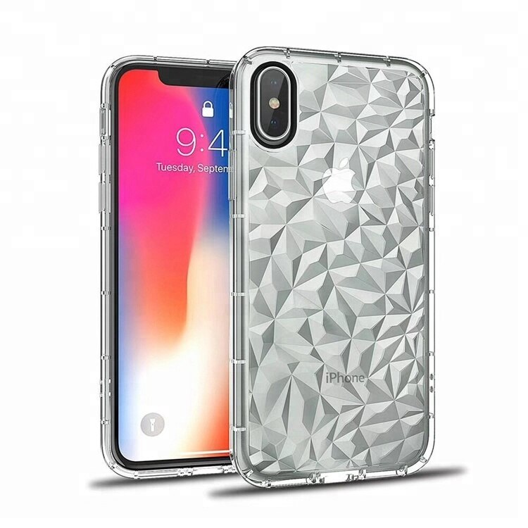 Diamant Textuur Transparant Clear Soft TPU Mobiele Telefoon Cover Voor iPhone XS Max Case