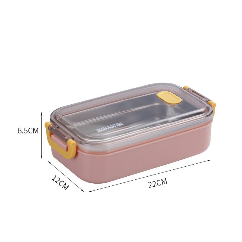 304 Stainless Steel Thermal Lunch Box Office Worker Bento Box Single/Double Layer Student Children Food Storage Container Store: Single-layer Pink
