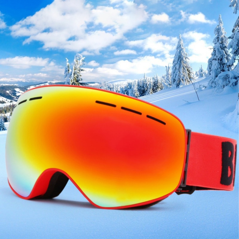Skibrillen met dubbele laag sneeuwscooter man vrouw skiën  uv400 anti-condens snowboardbril grote mannen vrouwen skibrillen