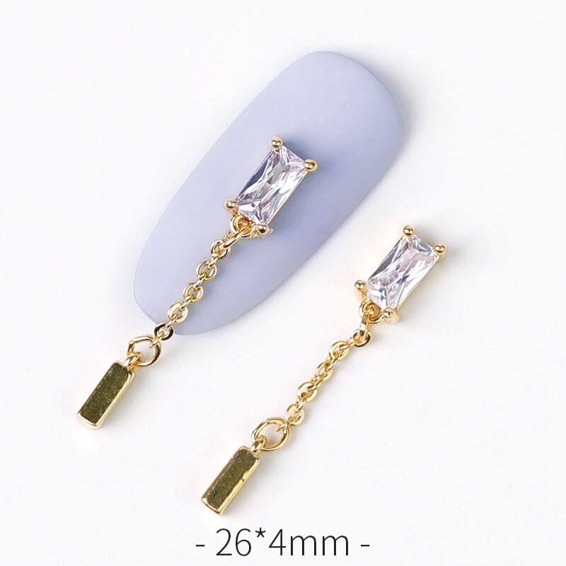2 pieces water Crystal Dangle Chain Charms Nail Jewelry Decorations 6 type luxury Zircon Crystal Rhinestones For Nails: 121-7