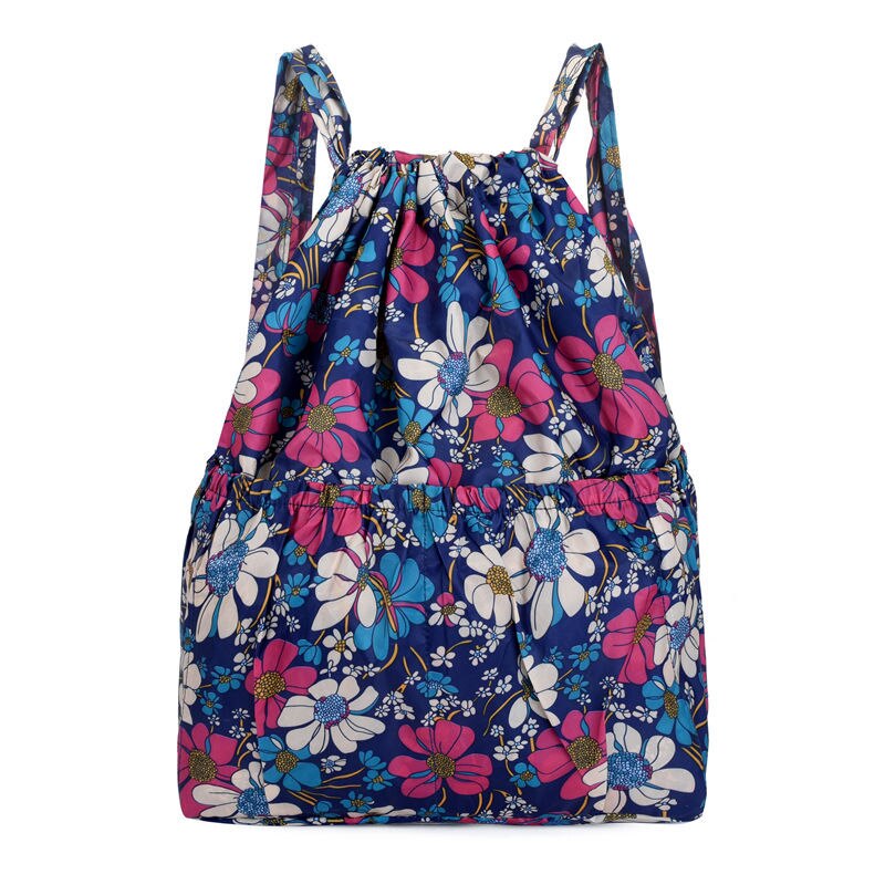 Vinatge Drawstring Backpacks Women Large Capacity Flower Ethnic Style Waterproof Nylon Rucksack Shoulders Backpacks