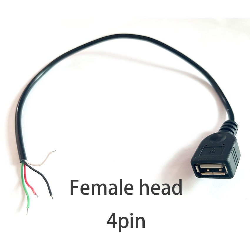 Power Supply Cable 2 Pin USB 2.0 Female male 4 pin wire Jack Charger charging Cord Extension Connector DIY 5V line: Ivory / 5-9Pcs