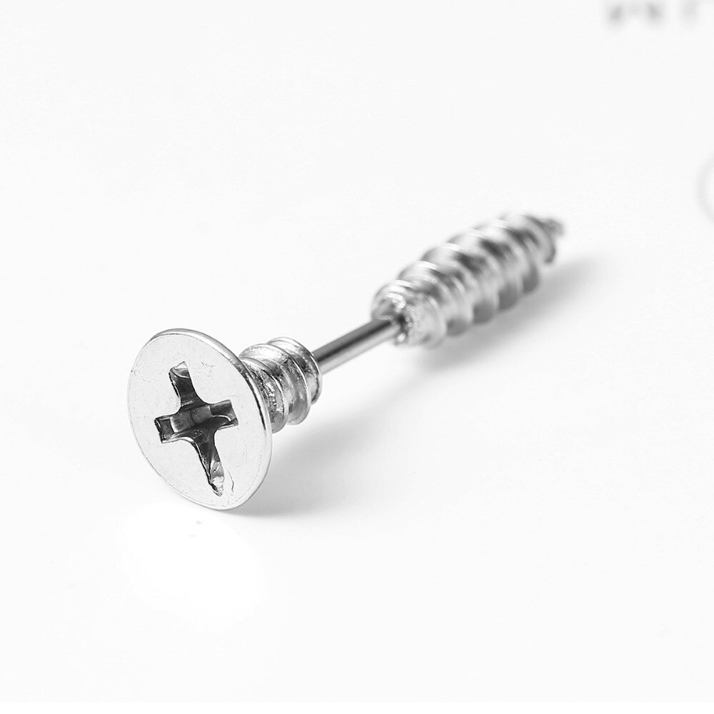 Doreenperles Unique vis boucles d'oreille goujon fausse crevaison bijoux chauds noir/argent couleur 24x8mm 1 pièce
