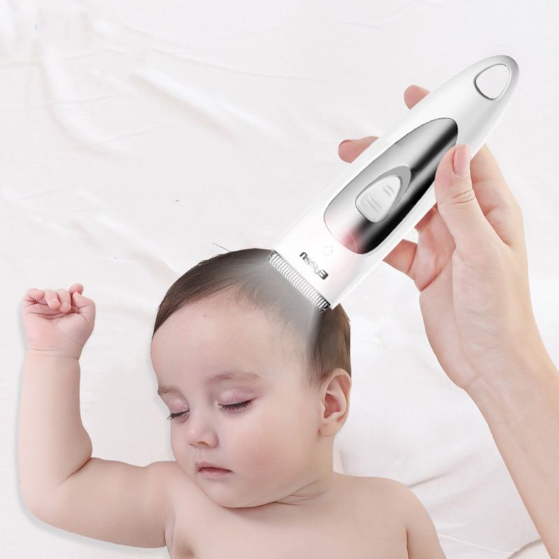 Bebê crianças tosquiadeira de cabelo à prova dwaterproof água com luz mudo silencioso criança aparador de cabelo