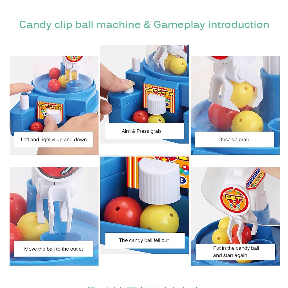 freundlicher Schreibtisch Interaktive Manuelle freundlicher Baby Spielzeug freundlicher Mini Puppe Klaue Maschine Ball Fänger Spiel Süssigkeit Maschine Zufällige Farbe