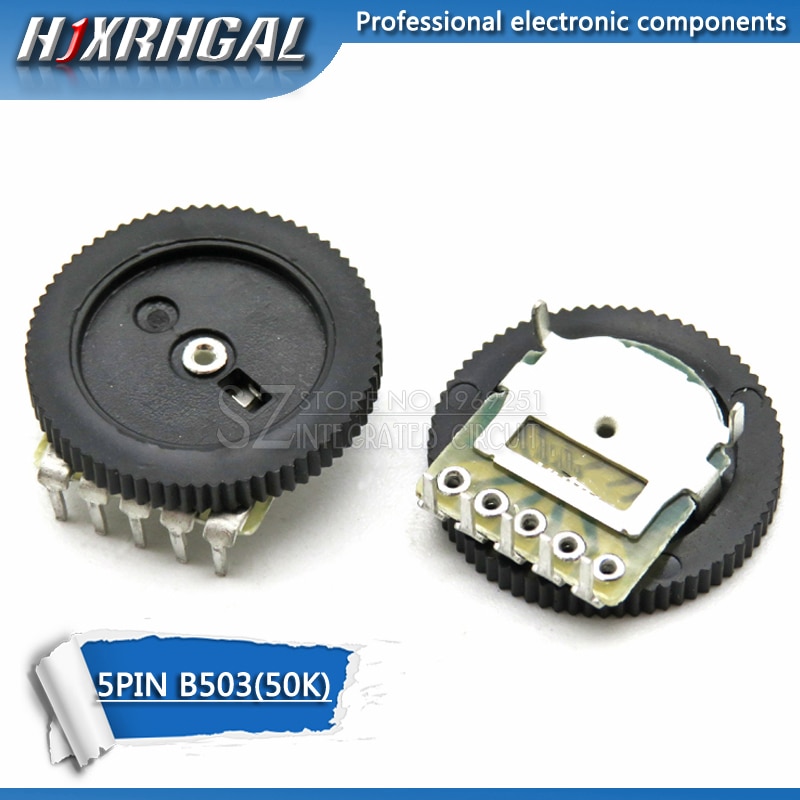 10pcs Double Gear tuning potentiometer B503 50K 5Pin 16*2mm Dial Potentiometer Taper Volume Wheel Duplex Potentiometer hjxrhgal