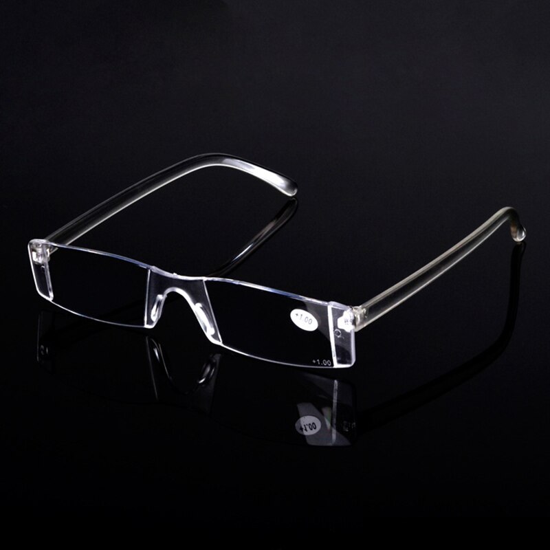 Elbru Mannen Vrouwen Integraal Randloze Leesbril Ultralight Hars Lens Vergrootglas Eyewear Presbyope Bril Dioptrie + 1.0 4.0