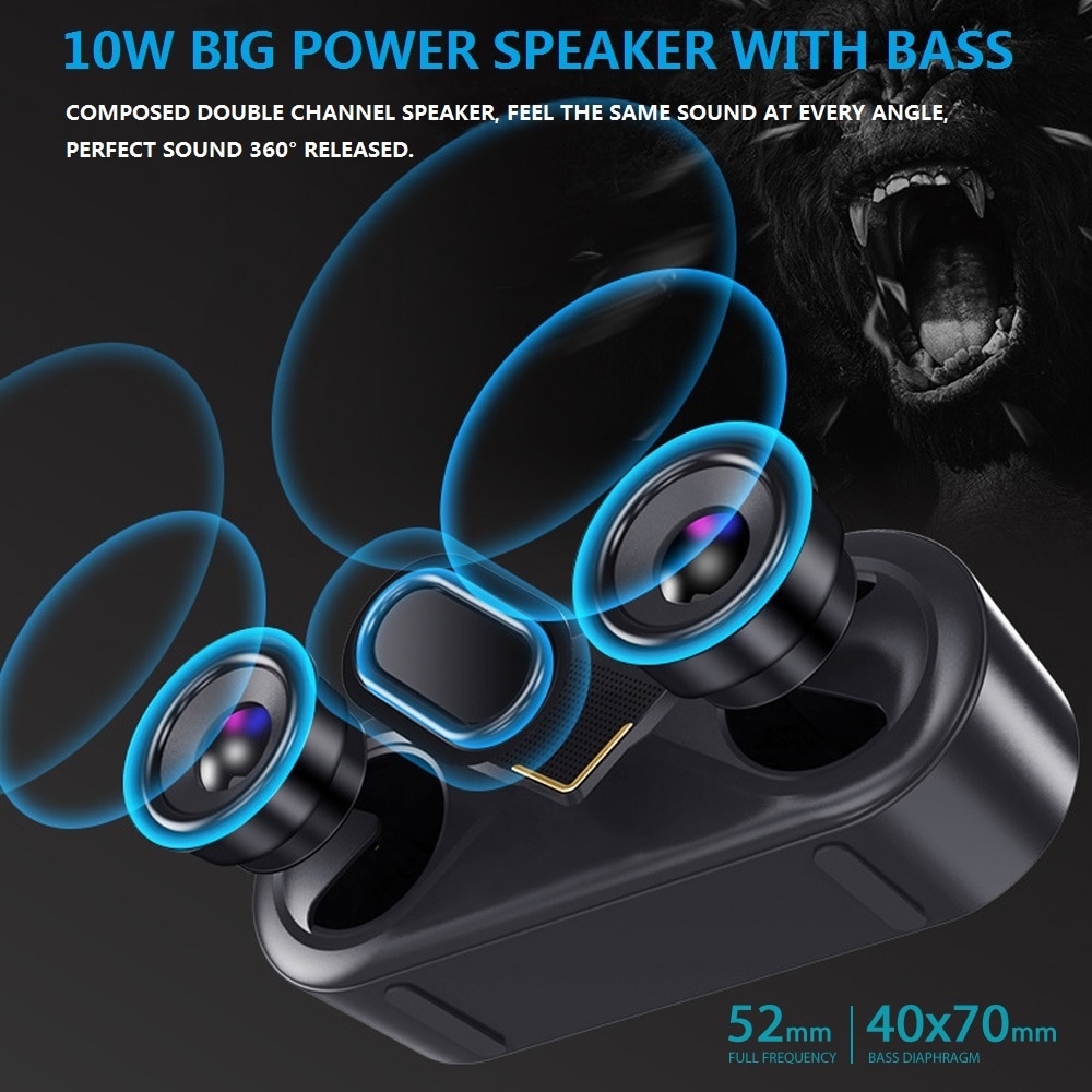 TOPROAD Tragbare Bluetooth 5,0 Lautsprecher 10W kabellos Stereo Bass Hifi Lautsprecher Unterstützung TF karte AUX USB Freisprecheinrichtung mit Blitz LED