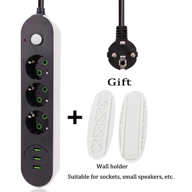 Smart USB Power Strip Socket EU Plug 3 USB Charge 5M Power Cord Wall Charge Adapter For Robot Vacuum Cleaner Humidifier: 1.4M With Holder