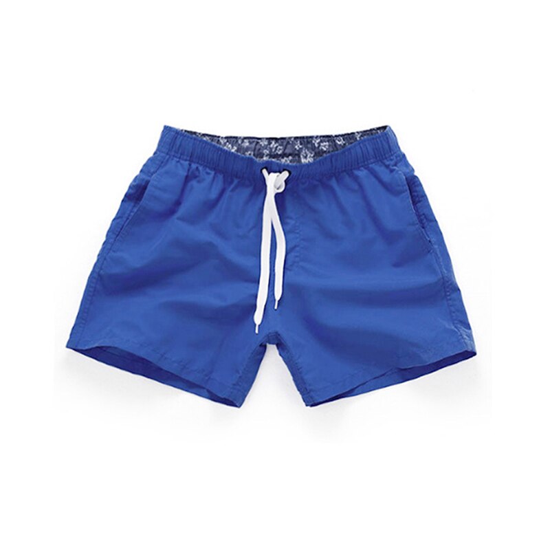 HENGSONG Summer Man Briefs Mid Waist Beach Short Pants Straight Drawstring Surf Shorts Four Colors S-2XL Briefs Men: royal blue / XL