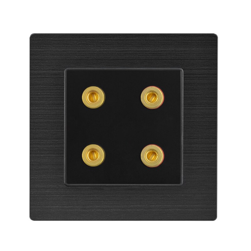 Wall Audio Outlet Terminals 110V-250V Socket Double/Quadruple Binding Post Banana Jack Connector Black Brushed Aluminum Panel: Quadruple audio