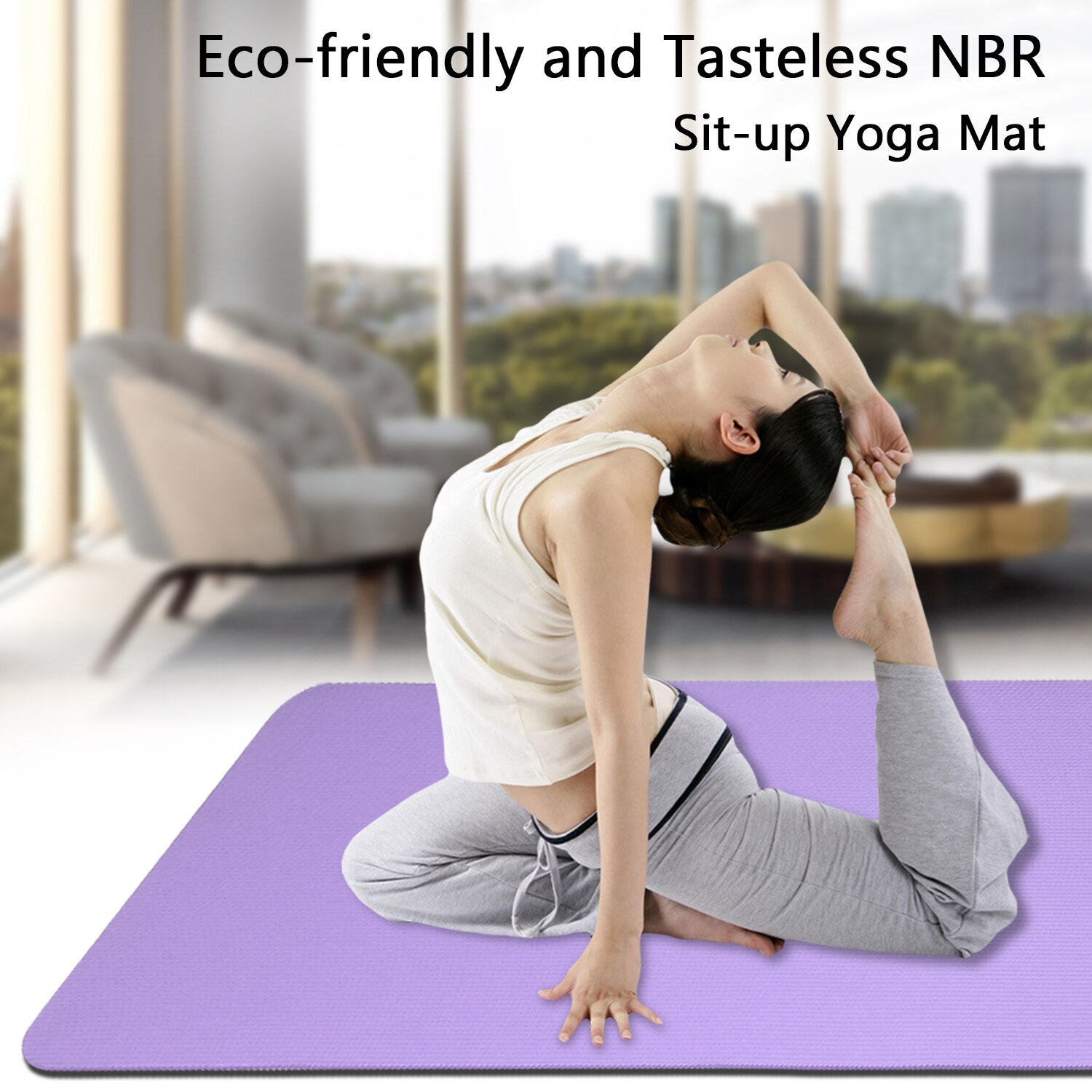 Nbr yogamattor för fitness halkfria dubbla färger säkra att använda för nybörjare miljövänlig kroppsbyggande träningsmatta för pilate