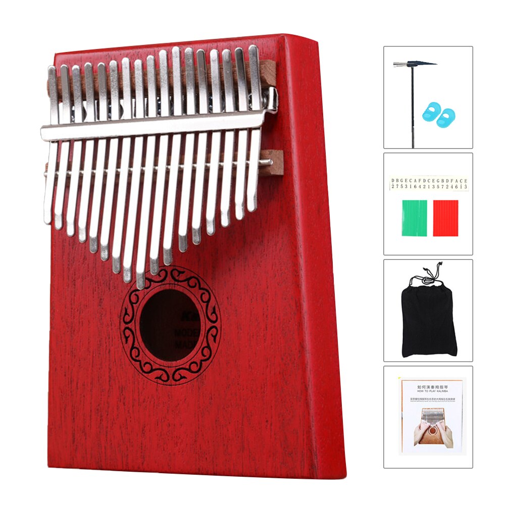 Kalimba 17-key Thumb Piano Mahogany Musical Instrument Mbira Kalimba Hammer Sticker Kit Children Upright Piano Kalimba 17 Key /: G263864A