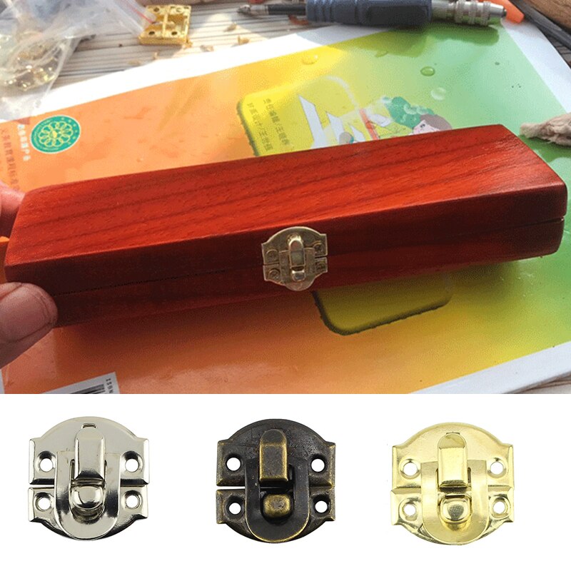 Vintage Wooden Jewelry Box Buckle Lock Antique Box Iron Latch Clasp Padlock Hasp Locked Wooden Wine Box Hardware Supplies