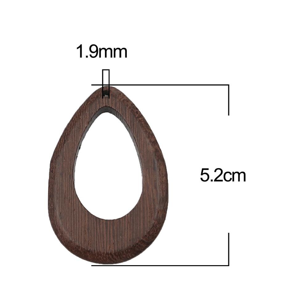 DoreenBeads Vintage Wood Geometric Round Triangle Hollow Pendants For Women Men DIY Making Necklace Earrings Charms Jewelry,2PCs: 6-5.2cmx3.5cm