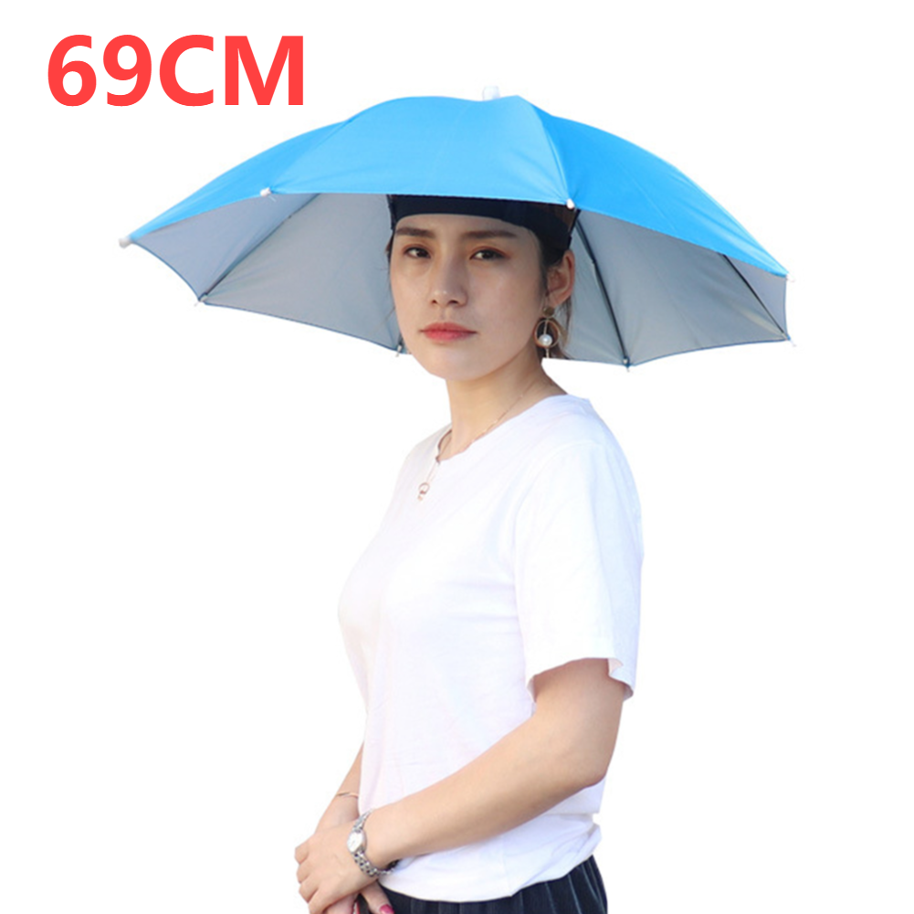 Parapluhoed Handsfree vismuts 27 inch diameter Opvouwbare hoofddeksels Paraplu voor zon, regen, strand, golf, vissen, wandelen: Rood