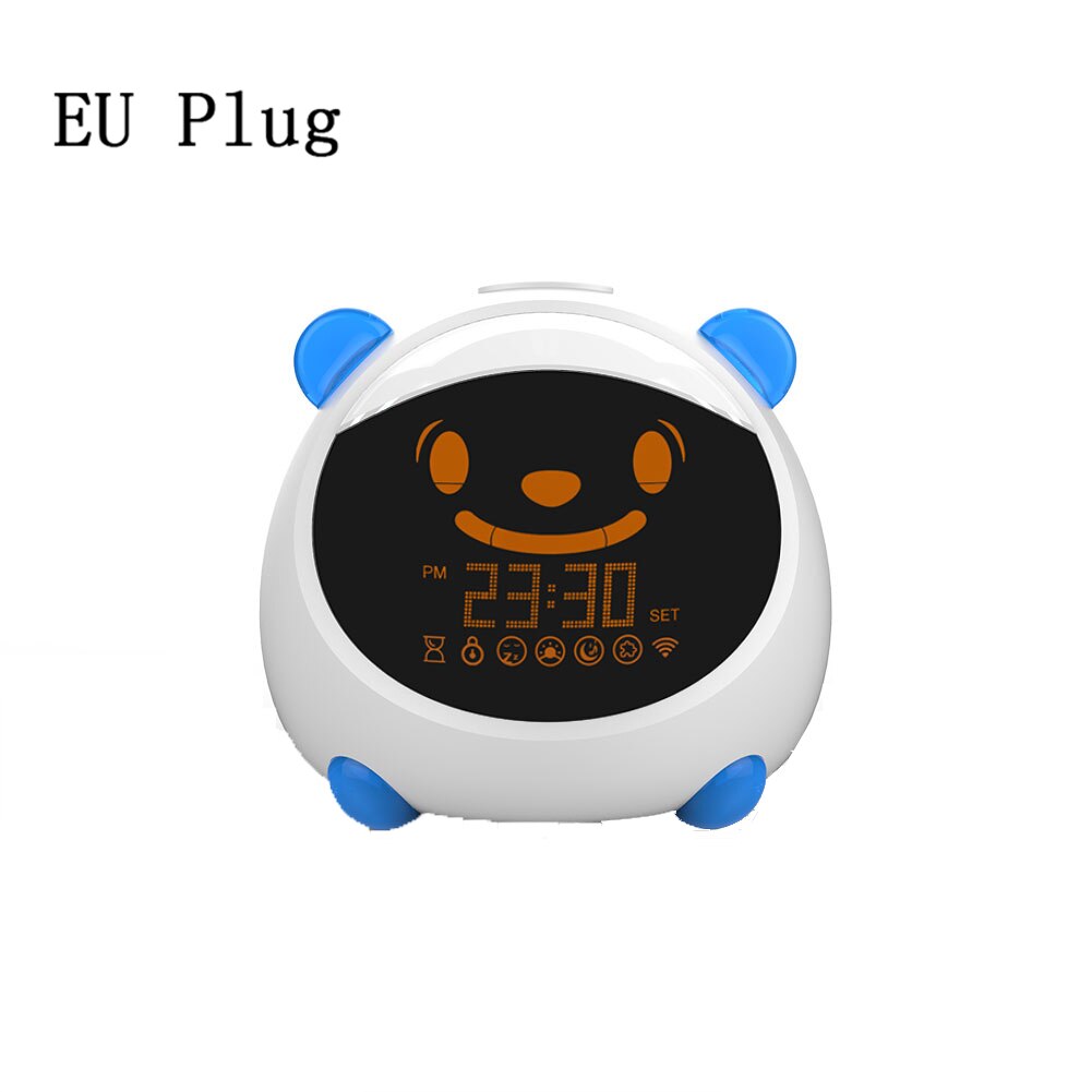 Wifi Smart Kids 'Alarm Slaap Trainer Klok Licht Geluid Uitdrukking Slimme Leven Tuya App Voice Control Met Alexa Google Thuis: Blue EU Plug