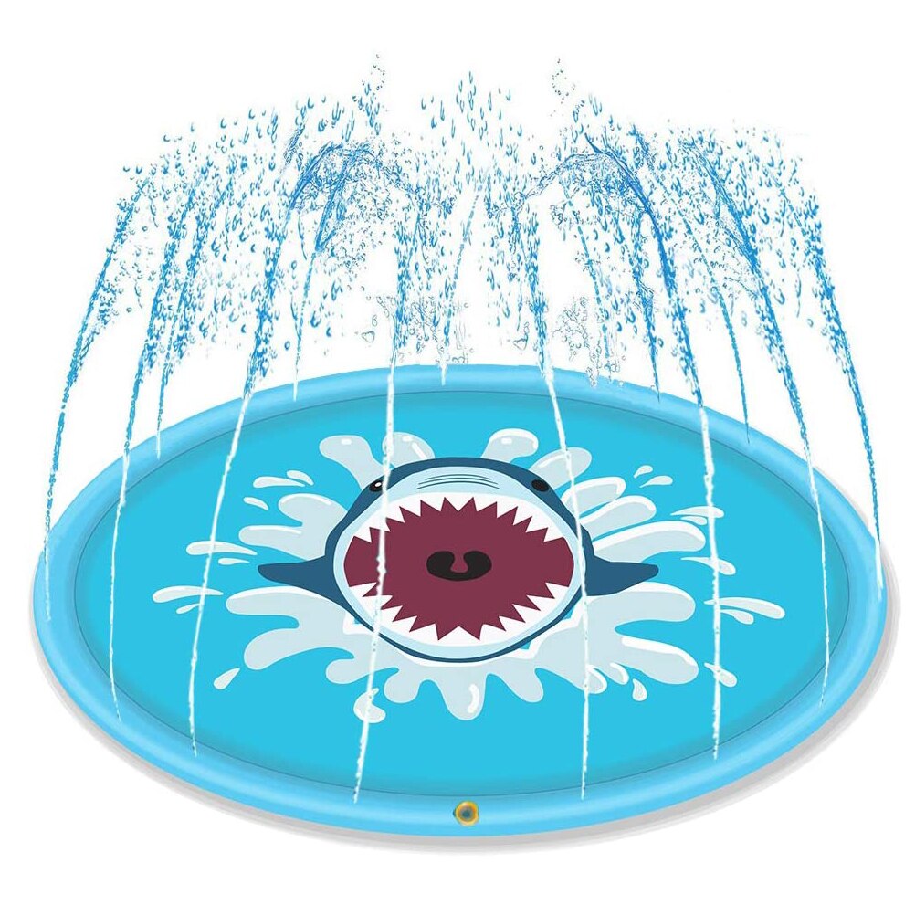 68 Inch Opblaasbare Water Kussen Water Sprinkler Pad Shark Patroon Water Speelkleed Kinderen Games Pad Sprinkler Spelen Speelgoed