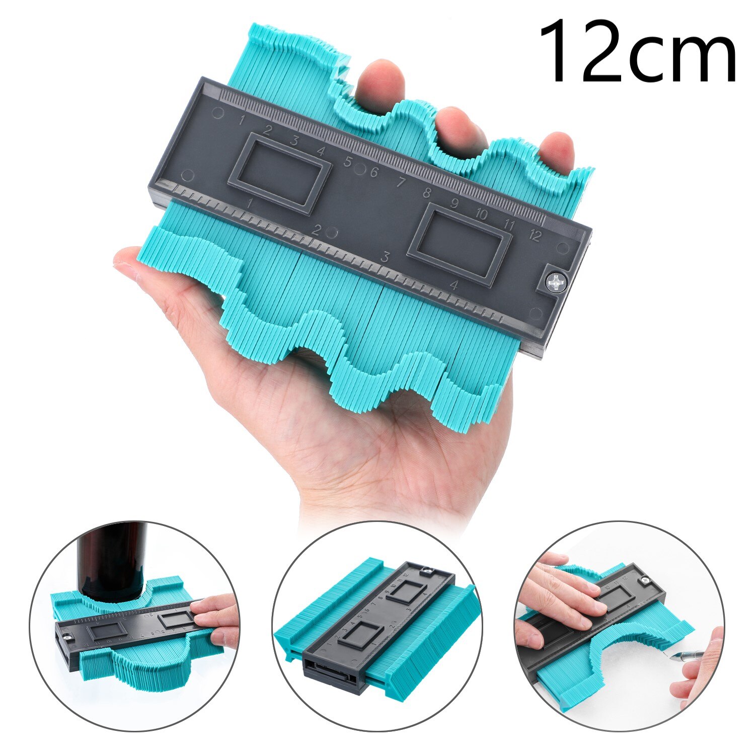 Profile Measuring Tools Deep Duplicator Tiling Laminate Woodworking Multi-functional Irregular Plastic Gauge Contour Gauge Ruled: 12cm green