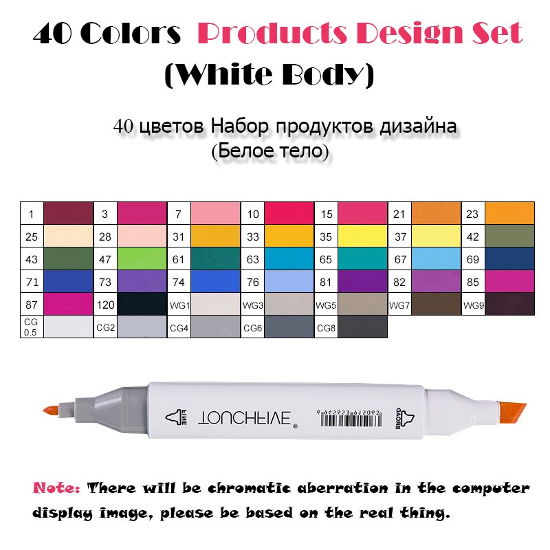 TouchFIVE 40 couleurs double tête Art marqueurs ensemble stylo marqueur d'alcool huileux pour dessiner Manga vêtements de produit croquis marqueurs: 40 Clothing Black
