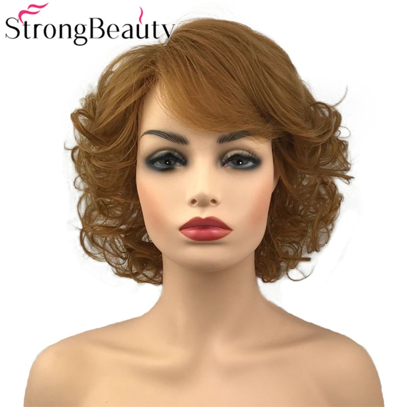 StrongBeauty Short Curly Synthetic Wigs Heat Resistant Hair Women Wig
