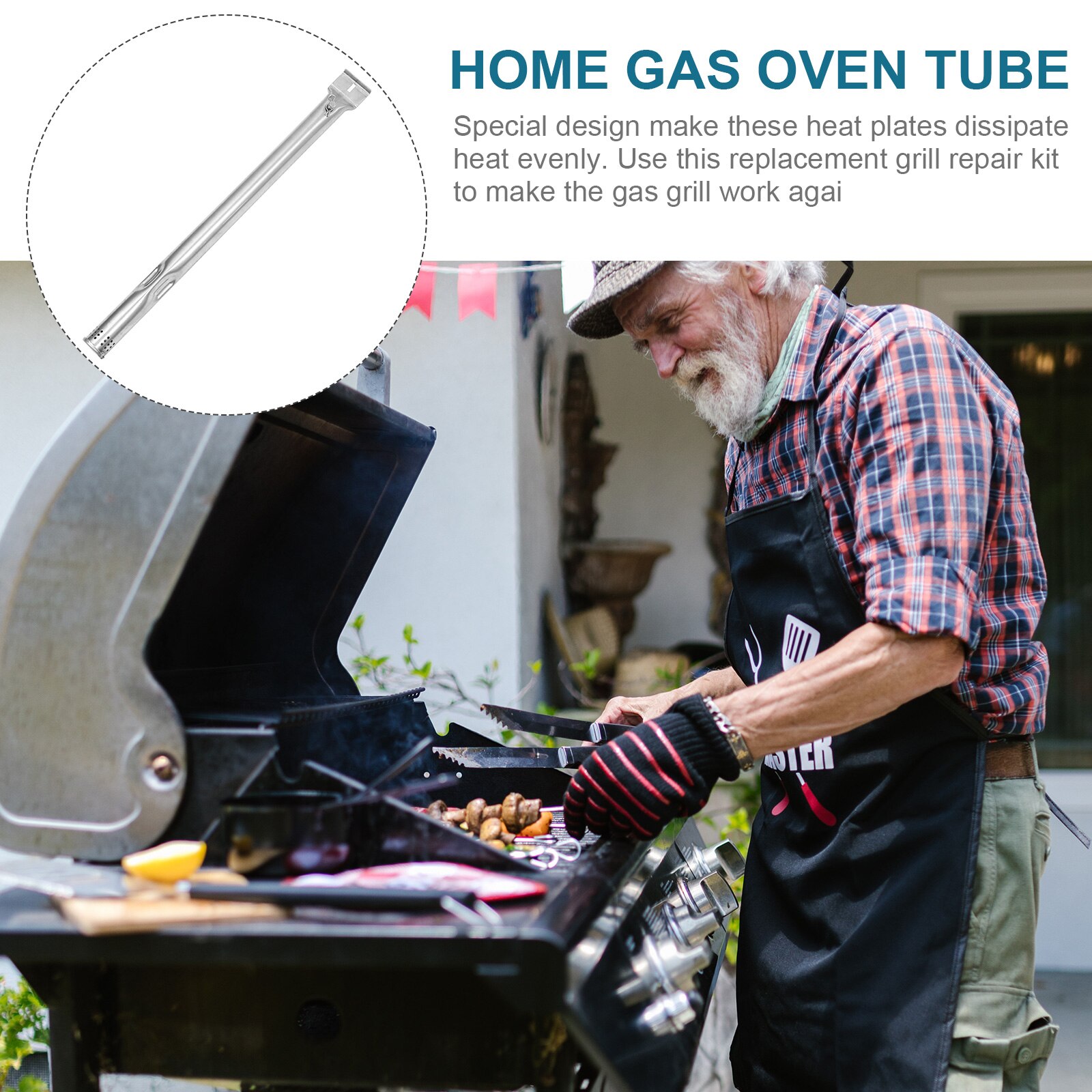 4pcs Stainless Steel Grill Burner Tubes BBQ-Element Tube Replacements Gas Grill Burner Tubes