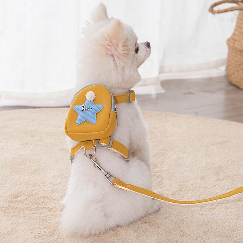 Halsband Leash Set Verstelbare Puppy Harnas Huisdier Harnas Voor Kat En Hond Zachte Halsbanden &amp; Leads Met Leuke rugzak