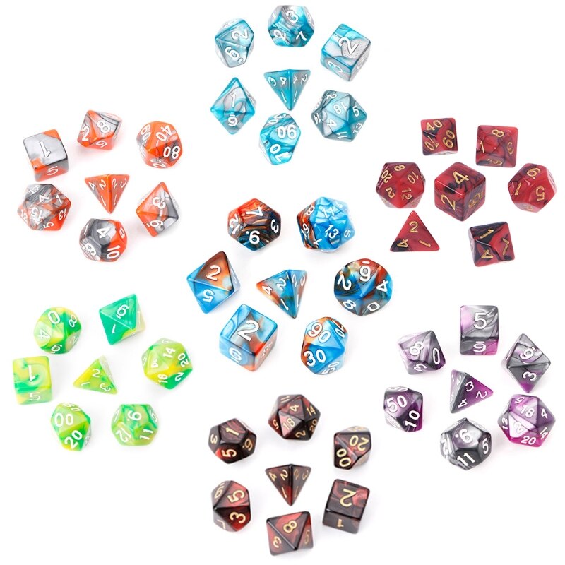 26/7Pcs Acrylic Dice Digital Dice Black Purple Gold Points D4 D6 D8 D10 D12 D20 KTV Bar Nightclub Entertainment Tools Adult Toys