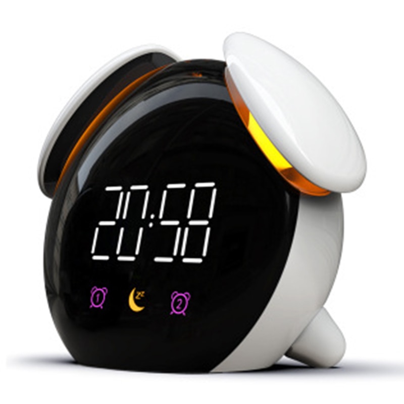 Pressesensor ledet klokkelys fargerikt nattlys ladbart 2000 mah nattlampe barnesoverom deside lampe alarm nattlys: Hvit