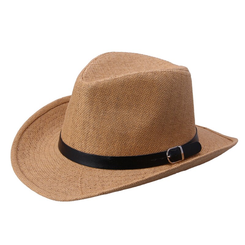 Sombreros de vaquero del oeste para hombre y mujer, sombreros de vaquero del oeste para caballero, vaquera, Jazz, iglesia, Sombrero a prueba de sol, Panamá, accesorios Retro Vintage con hebilla