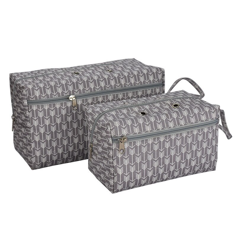 2 størrelser garn oppbevaring organisator bag diy syning hekling strikking oppbevaringspose ull garn baller holder pose sy forsyninger lagring: Grå blandestørrelse